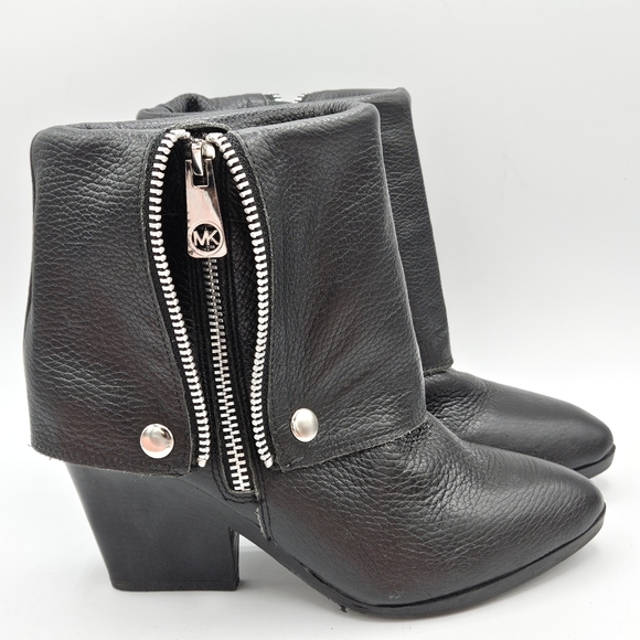 Michael Kors Bassey convertible black leather tall or short 3" heel boots - Picture 3 of 16